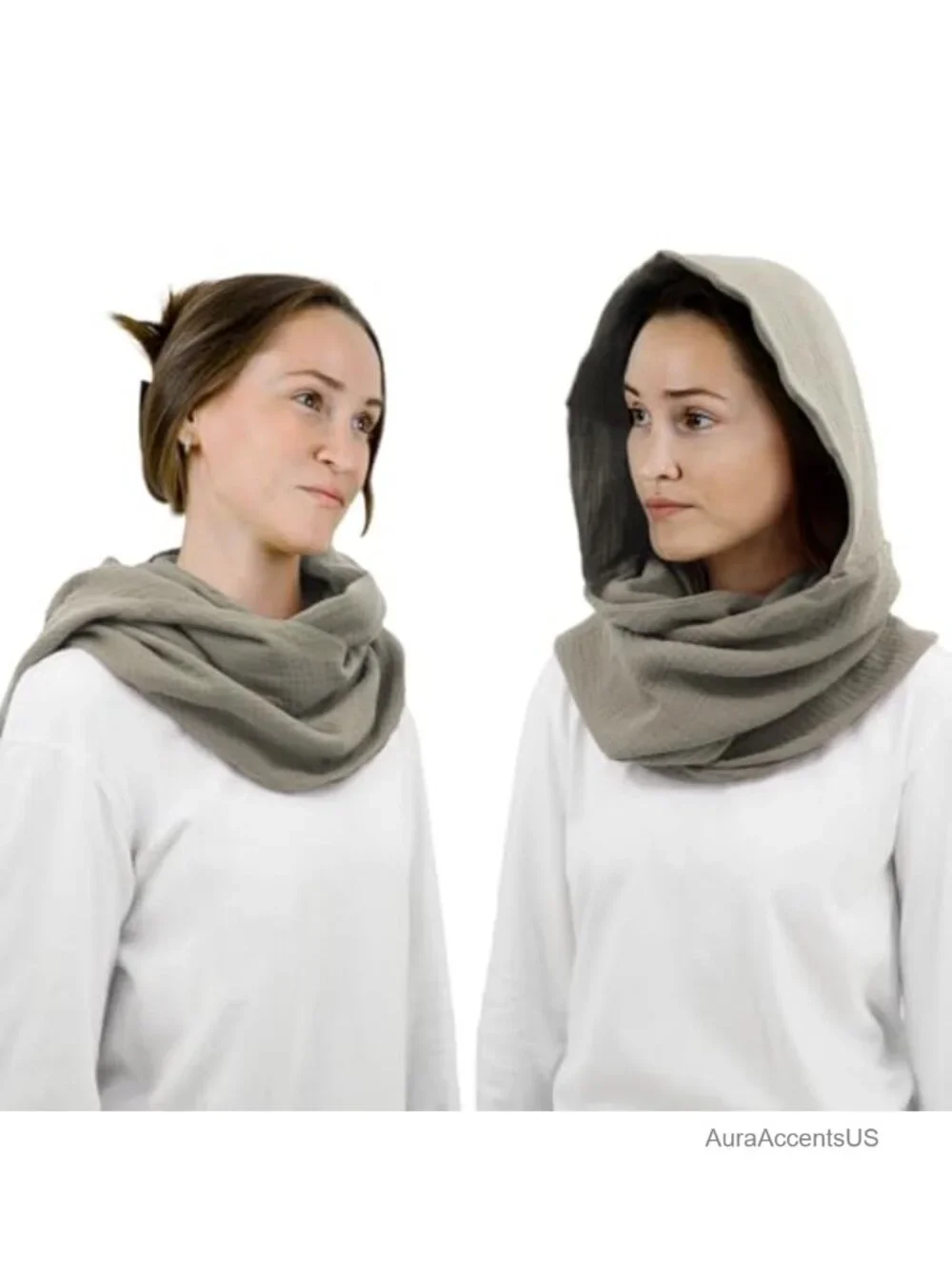 Women Men Hooded Scarf Multifunctional Medieval Linen Cotton Cowl Neck Cape Wrap